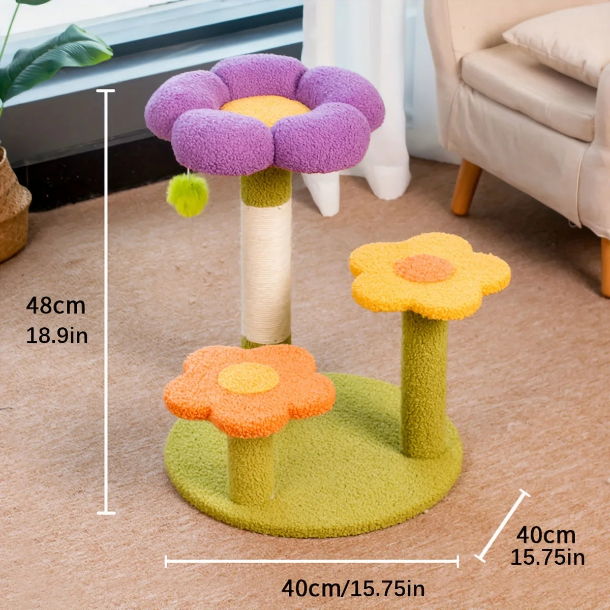 Catvera Flower Cat Tree Scratching Post - Image 2|||PROMPT|||Original clean product image