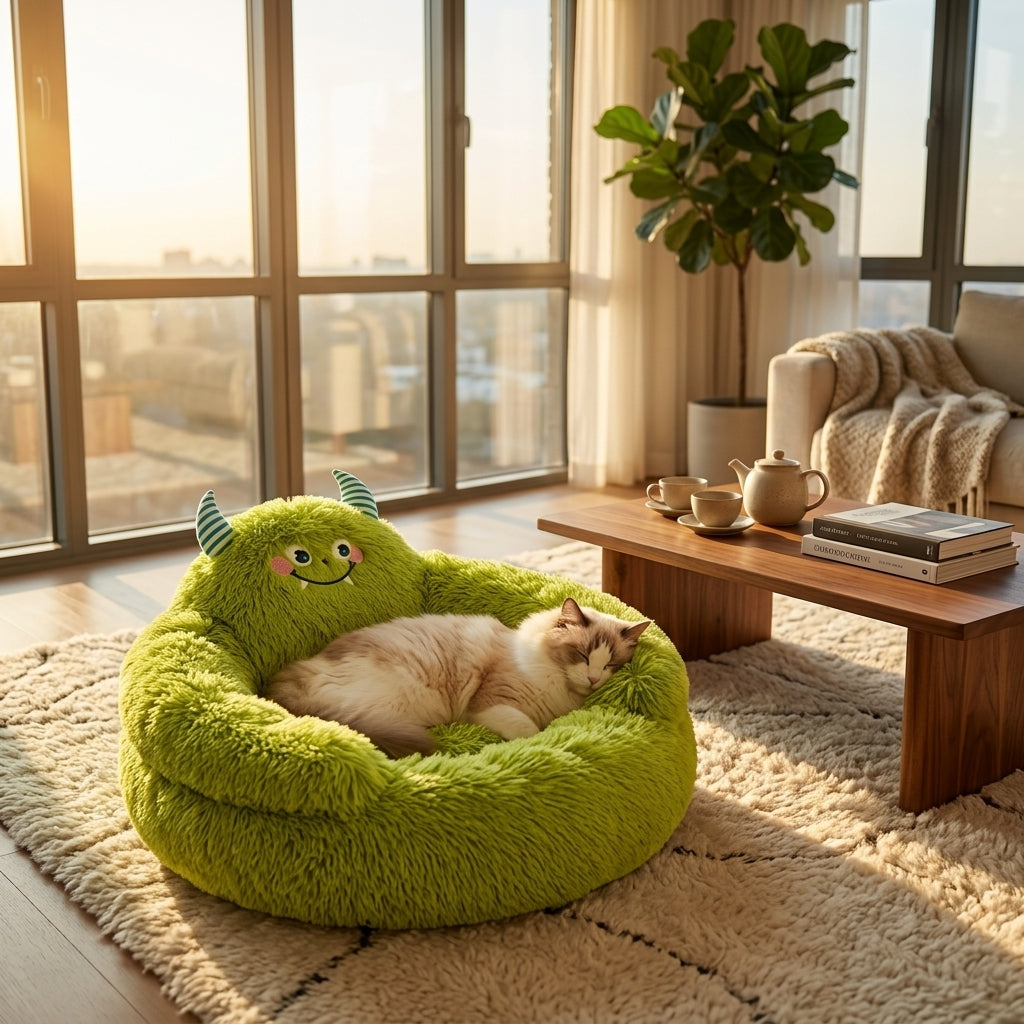 Catvera Fluffy Cat Sofa Bed - Image 1|||PROMPT|||Original clean product image