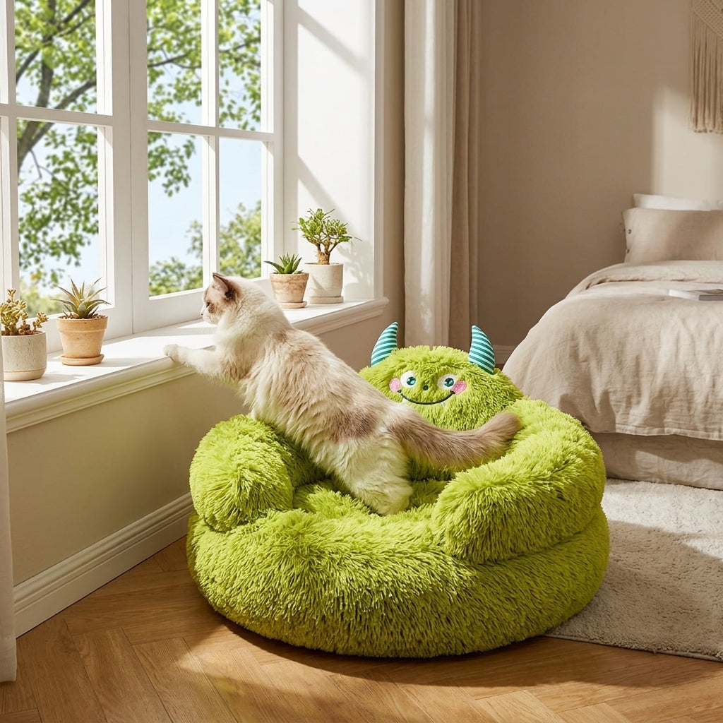 Catvera Fluffy Cat Sofa Bed - Versatile Room-to-Room Design
