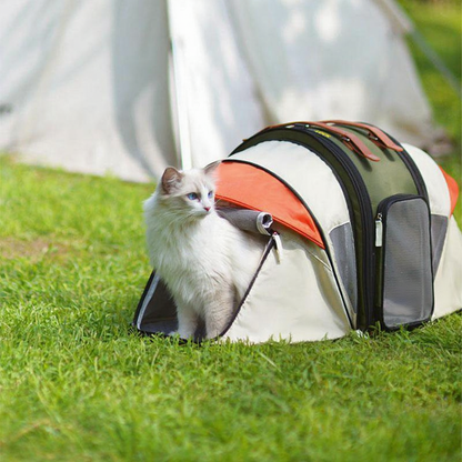 Catvera Foldable Cat Carrier Tent - Image 1|||PROMPT|||Cleaned image. Original analysis: Found 1 brand name printed on the pet carrier bag itself