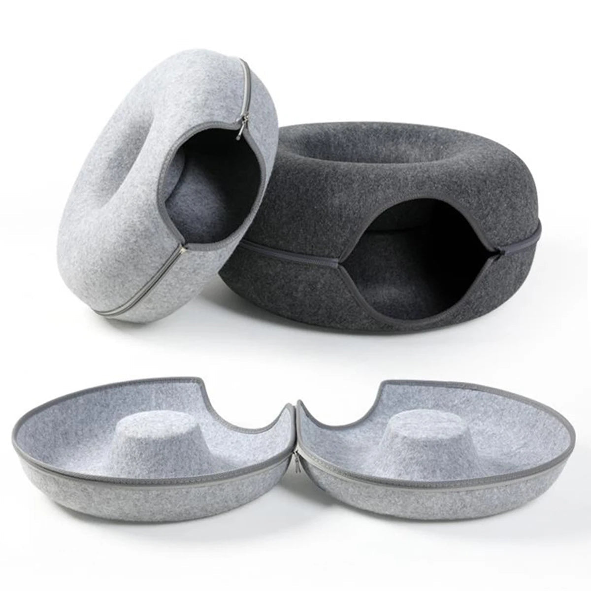 Catvera Foldable Felt Cat Tunnel Bed - Image 5|||PROMPT|||Original clean product image