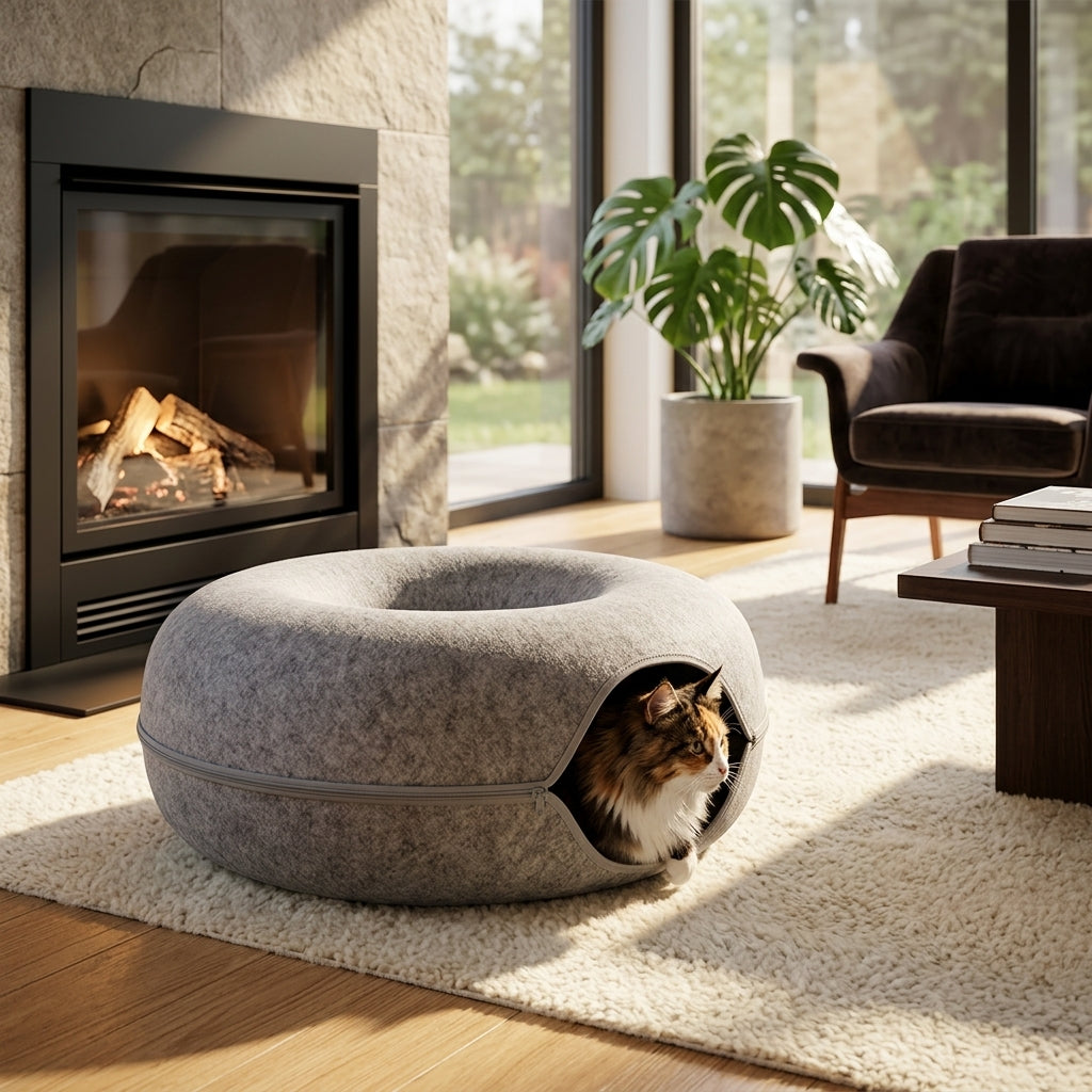 Catvera Foldable Felt Cat Tunnel Bed - Main Product Image