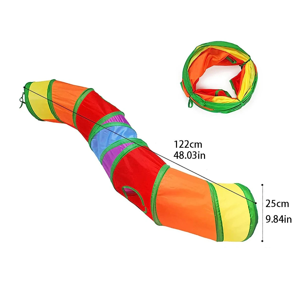 Catvera Foldable Rainbow Play Tunnel - Image 6|||PROMPT|||Original clean product image