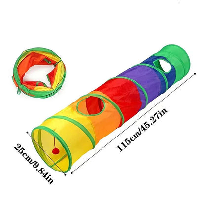 Catvera Foldable Rainbow Play Tunnel - Image 9|||PROMPT|||Original clean product image