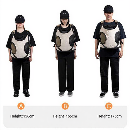 Catvera Front Cat Carrier Backpack - Image 9|||PROMPT|||Cleaned image. Original analysis: Found 1 brand name printed on the product itself - a small label/tag visible on the chest area of the vest/carrier worn by model B in the center