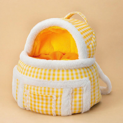 Catvera Front Facing Cat Carrier Backpack - Image 1|||PROMPT|||Cleaned image. Original analysis: found 1 brand name/logo embroidered on the product fabric - a bear face illustration with text beneath it on the front of the pet bed