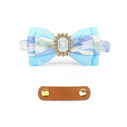 Catvera Gemstone Breakaway Cat Collar - Image 4|||PROMPT|||Cleaned image. Original analysis: found 1 brand name and 1 pet ID number on the leather nameplate tag