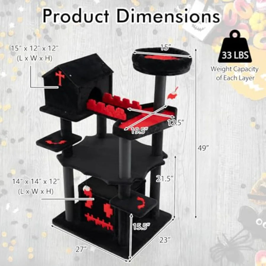Catvera Gothic Cat Tree 49" - Image 3|||PROMPT|||Original clean product image