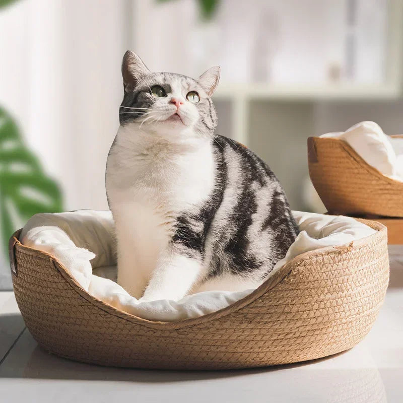 Catvera Hand-Woven Pet Nest Bed - Image 2|||PROMPT|||Original clean product image