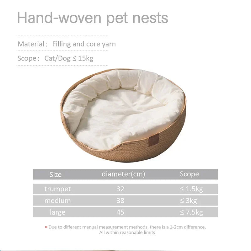 Catvera Hand-Woven Pet Nest Bed - Image 6|||PROMPT|||Original clean product image