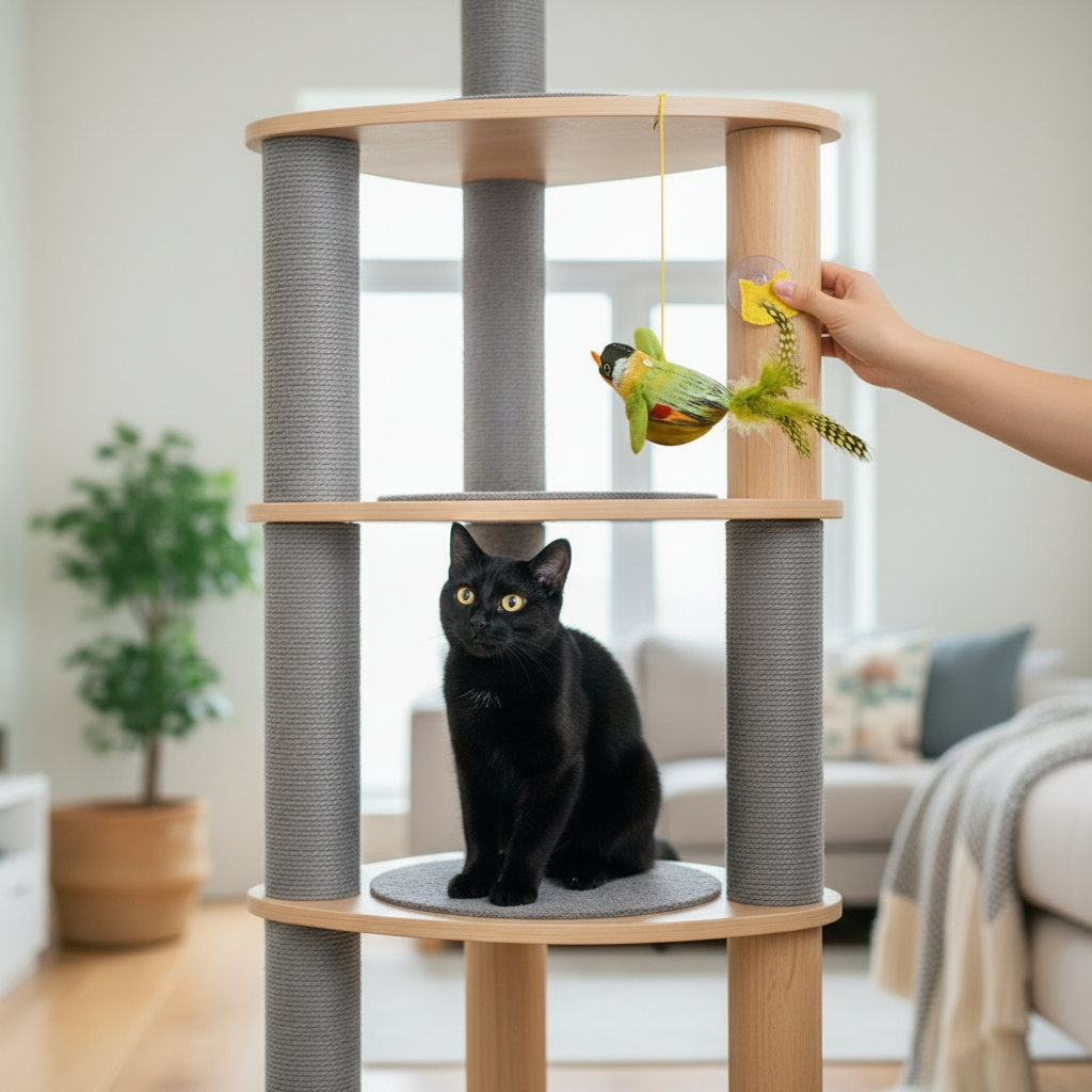 Catvera Hanging Bird Feather Toy - Easy Installation Setup