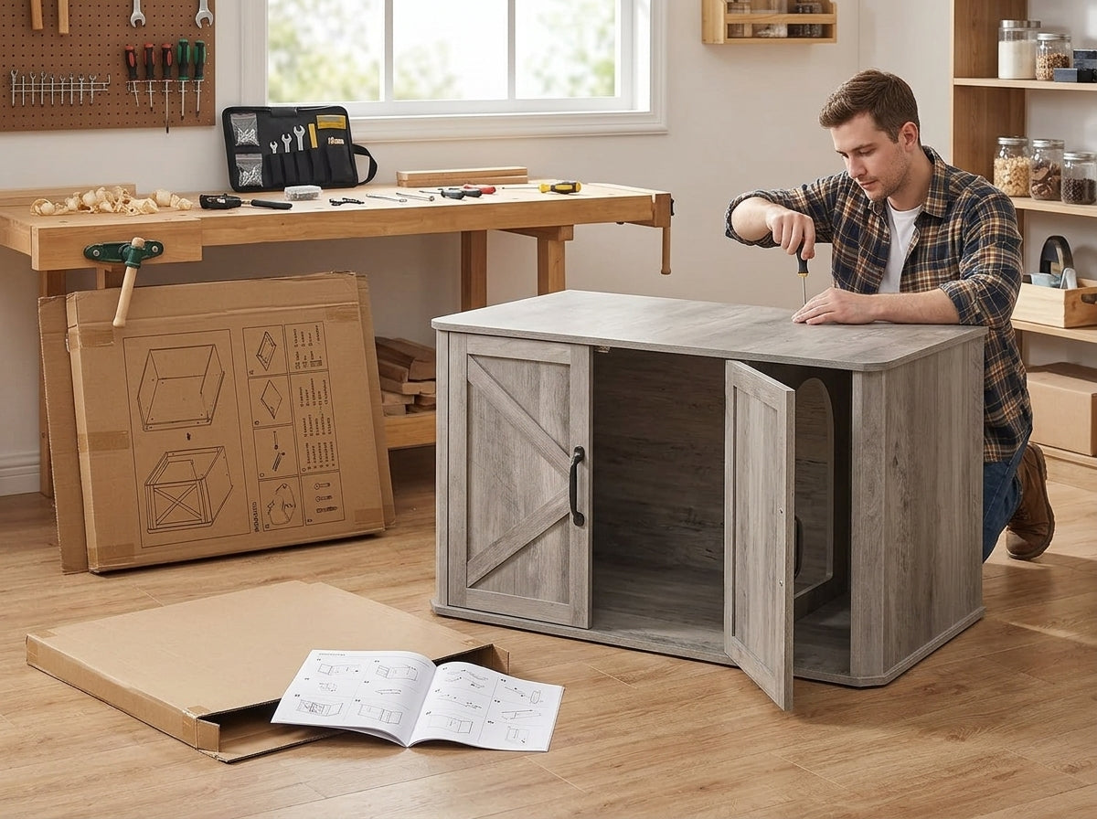 Catvera Hidden Litter Box Cabinet - Durable Construction