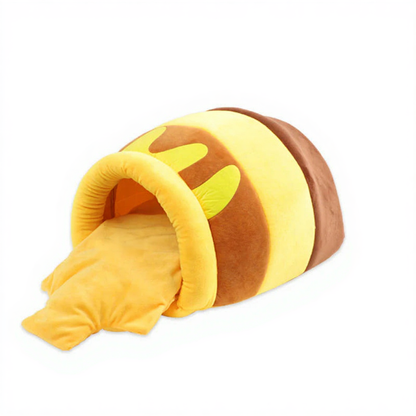 Catvera Honey Jar Cat Tunnel - Image 5|||PROMPT|||Cleaned image. Original analysis: Found 1 brand name watermark on the product - text visible on the upper portion of the pet bed/tunnel