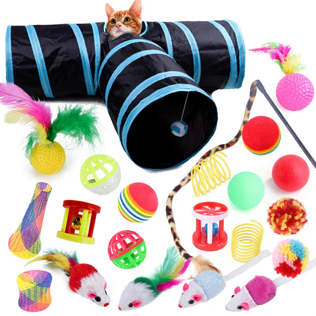 Catvera Interactive Cat Toy Set - Image 3|||PROMPT|||Cleaned image. Original analysis: Found '22pack' text in top right corner as branding/packaging label