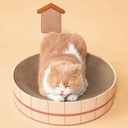 Catvera Japanese Hot Spring Cat Bed - Image 6|||PROMPT|||Cleaned image. Original analysis: found 1 Chinese character watermark on the house-shaped sign above the cat bed