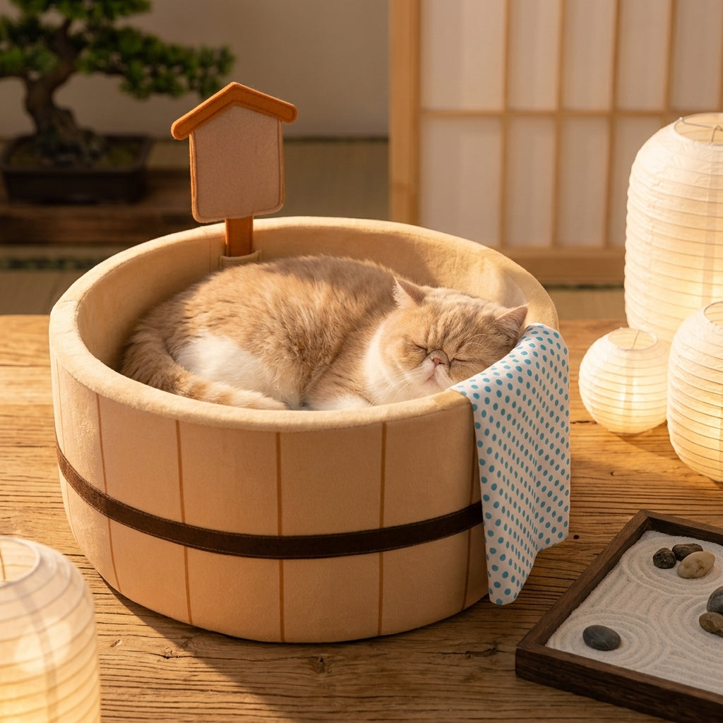 Catvera Japanese Hot Spring Cat Bed - Japanese-Inspired Comfort Design