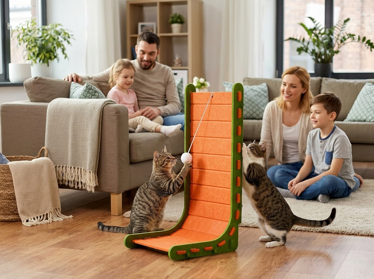 Catvera L-Shape Vertical Scratch Tower - Interactive Entertainment Hub