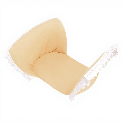 Catvera Lace Pet Stroller Mat - Image 4|||PROMPT|||Cleaned image. Original analysis: Found 1 brand name printed on the product - 'BOOHOO' text visible on the upper left portion of the cream-colored cushioned item