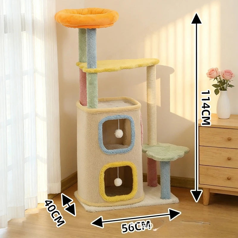 Catvera Macaron Multi-Level Cat Tree - Image 7|||PROMPT|||Original clean product image