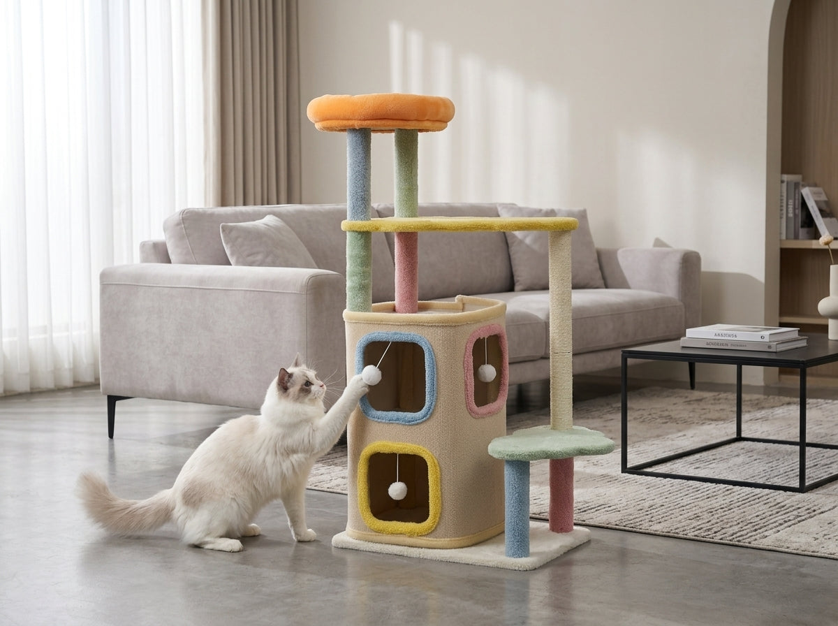 Catvera Macaron Multi-Level Cat Tree - Transforms Any Room into Cat Paradise