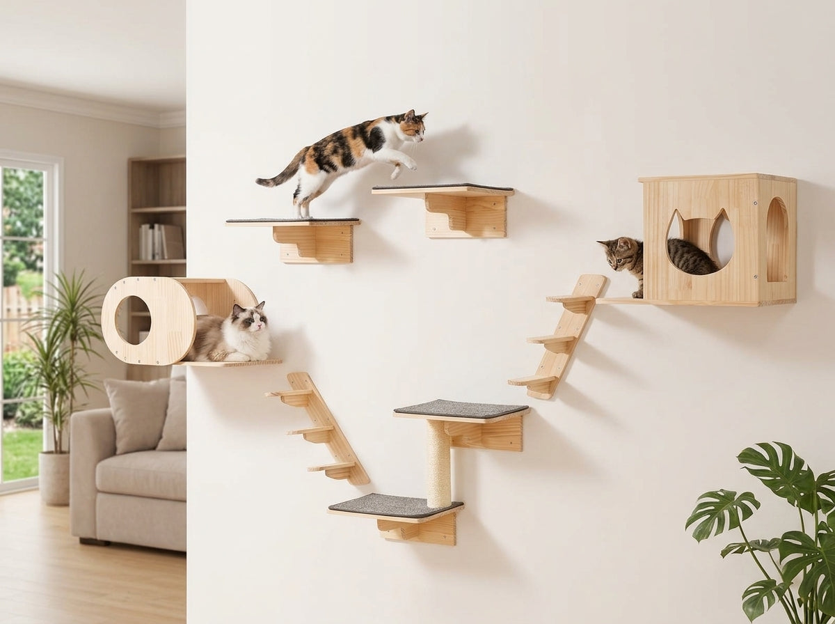 Catvera Modular Cat Wall Climbing System - Multi-Level Playground Design
