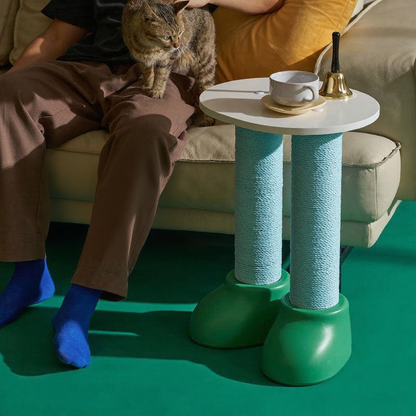 Catvera Multi-Function Cat Scratching Bed - Image 1|||PROMPT|||Cleaned image. Original analysis: Found 1 brand name embossed/printed on the product itself - 'BELLO' visible on the green base of the cat tree
