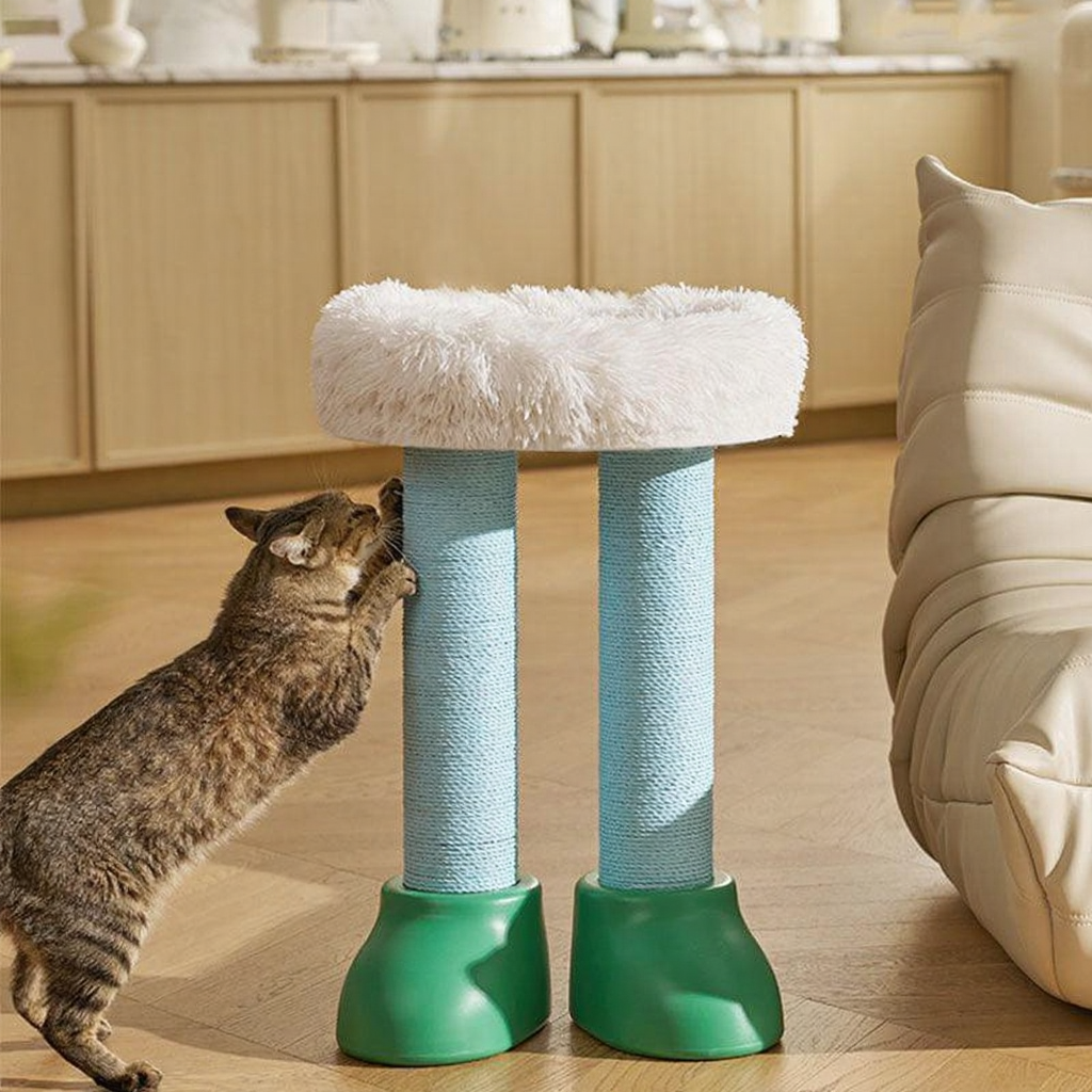 Catvera Multi-Function Cat Scratching Bed - Image 13|||PROMPT|||Cleaned image. Original analysis: Found 1 brand name embossed/printed on the green base of the cat tree product