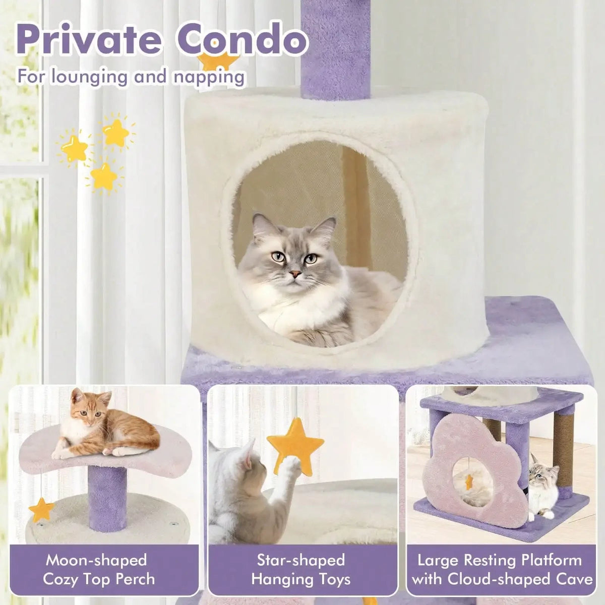 Catvera Multi-Level Cat Tree Condo - Image 4|||PROMPT|||Original clean product image