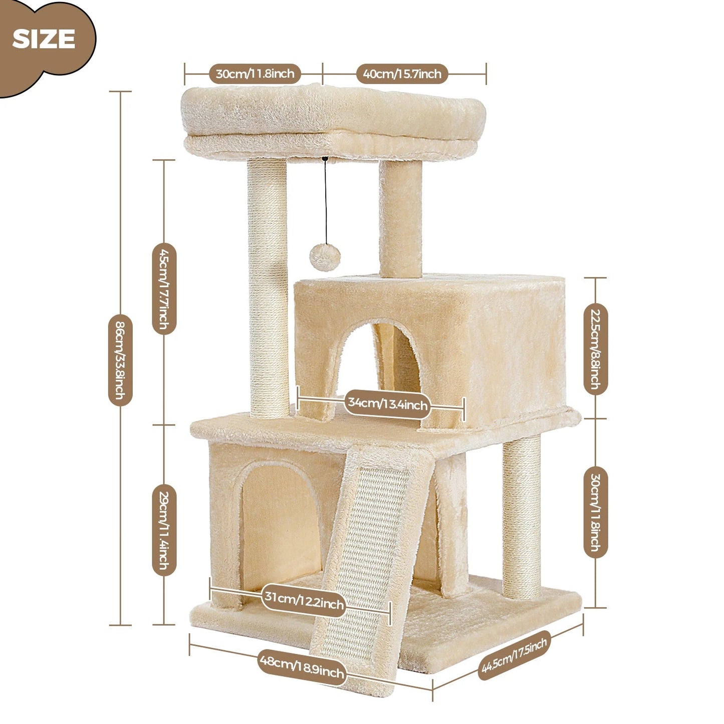 Catvera Multi-Level Cat Tree Tower - Image 10|||PROMPT|||Original clean product image