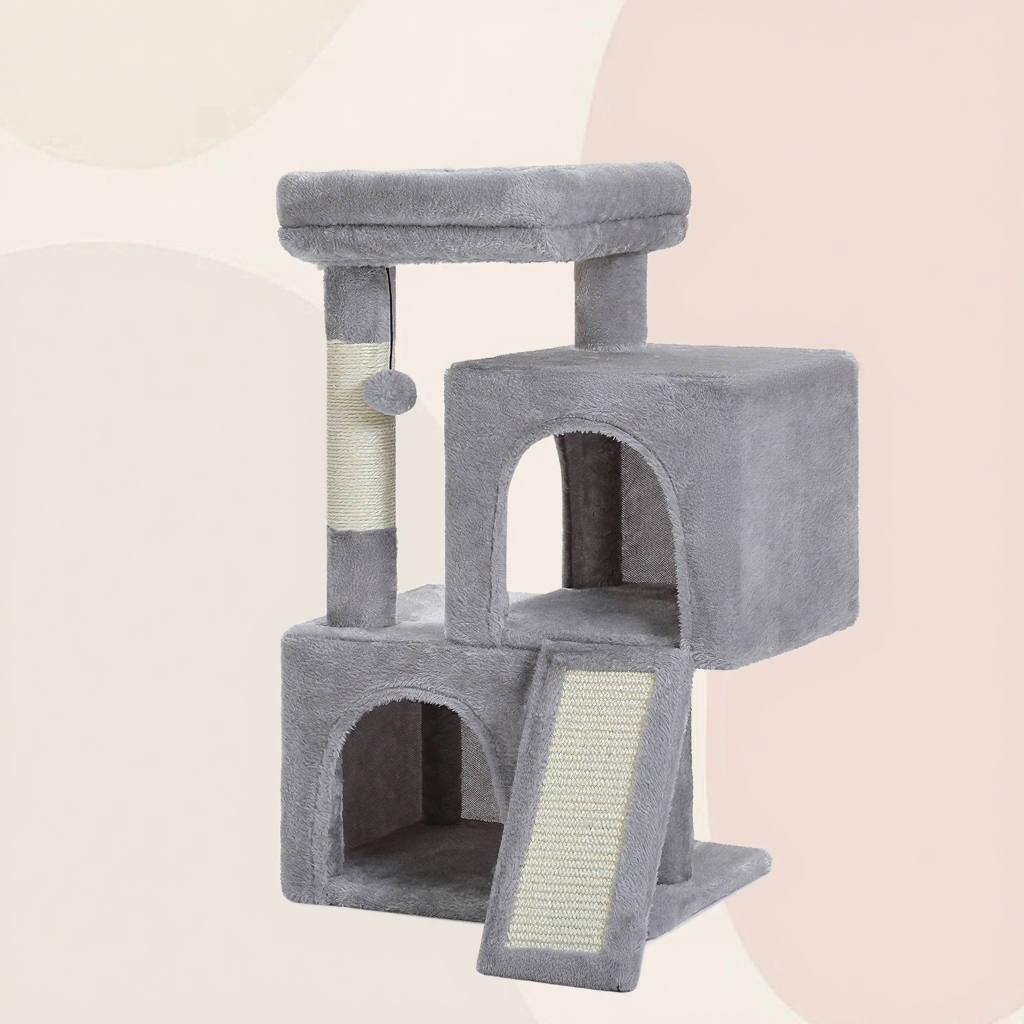 Catvera Multi-Level Cat Tree Tower - Image 13|||PROMPT|||Cleaned image. Original analysis: Found 1 brand name watermark 'Si3e' in the top left corner of the image