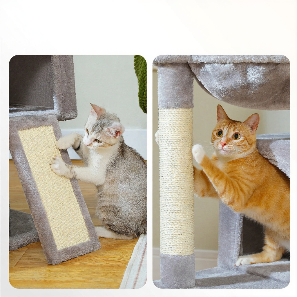 Catvera Multi-Level Cat Tree Tower - Image 2|||PROMPT|||Cleaned image. Original analysis: Found 1 watermark/text overlay at top of image containing brand/product name and descriptive text