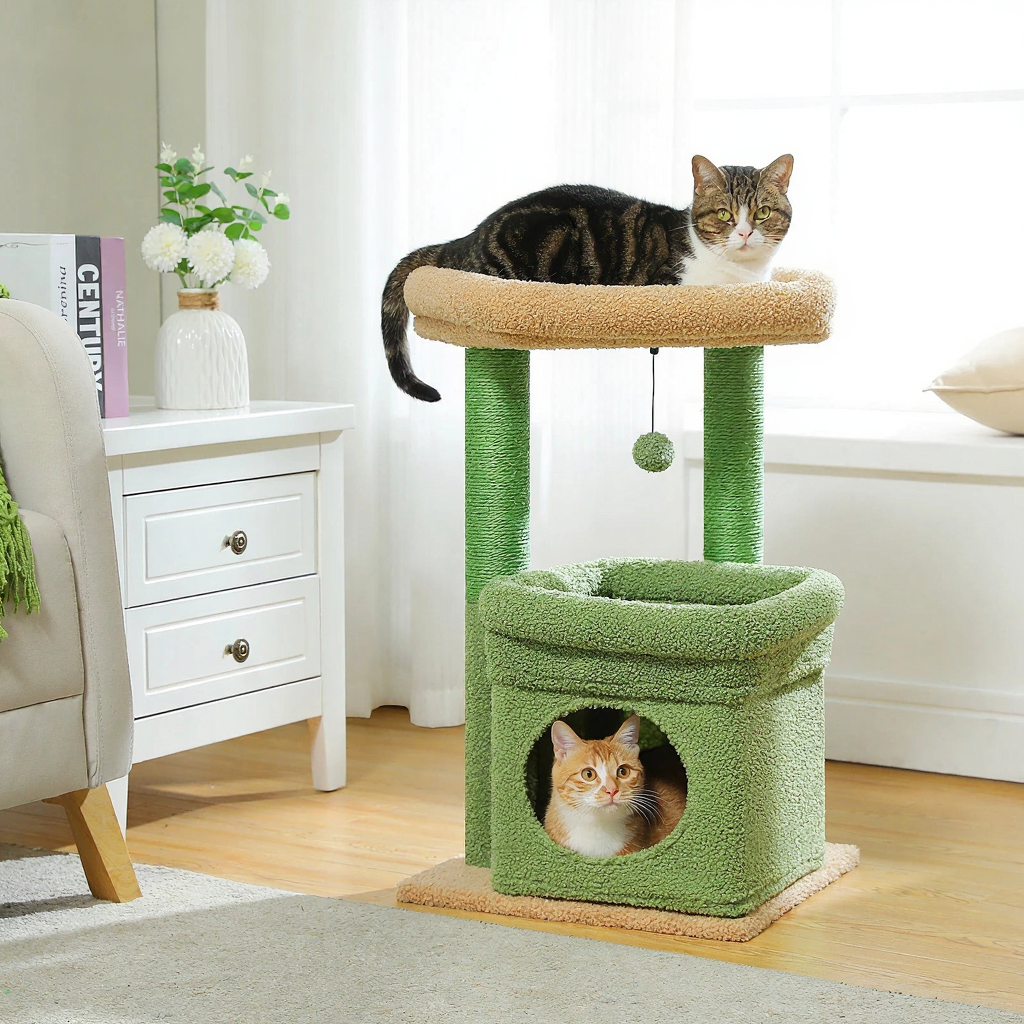 Catvera Multi-Level Cat Tree Tower - Image 3|||PROMPT|||Cleaned image. Original analysis: Found 1 watermark logo in the top left corner