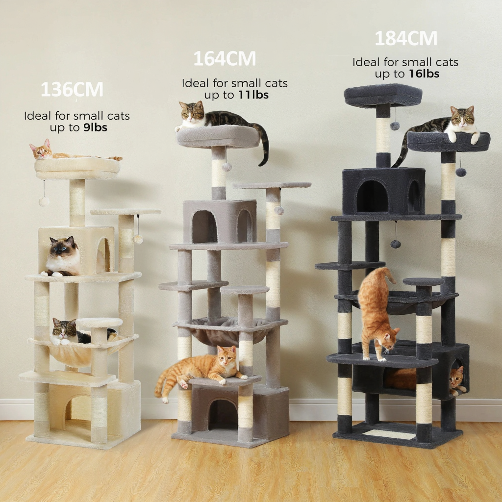 Catvera Multi-Level Cat Tree Tower - Image 5|||PROMPT|||Cleaned image. Original analysis: found product model numbers that are branding identifiers on the image