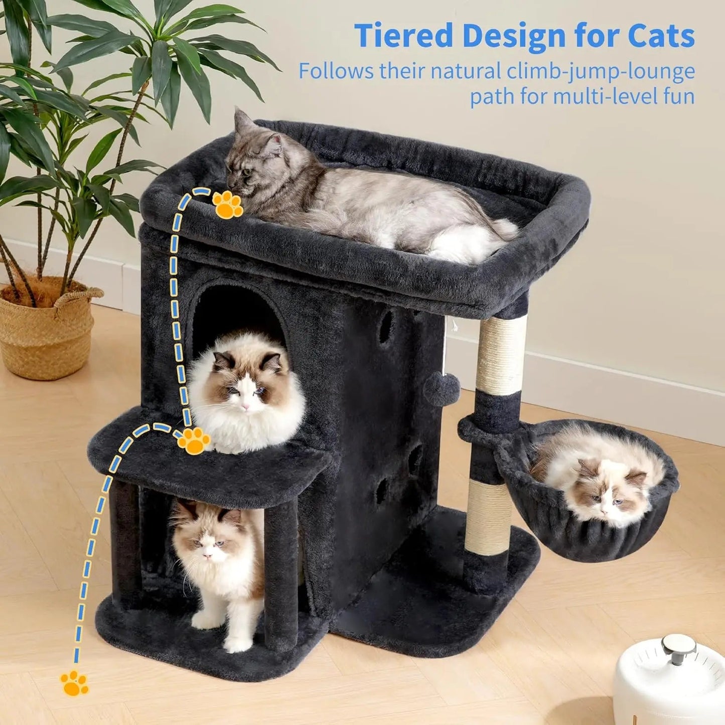 Catvera Multi-Level Cat Tree Tower - Image 5|||PROMPT|||Original clean product image