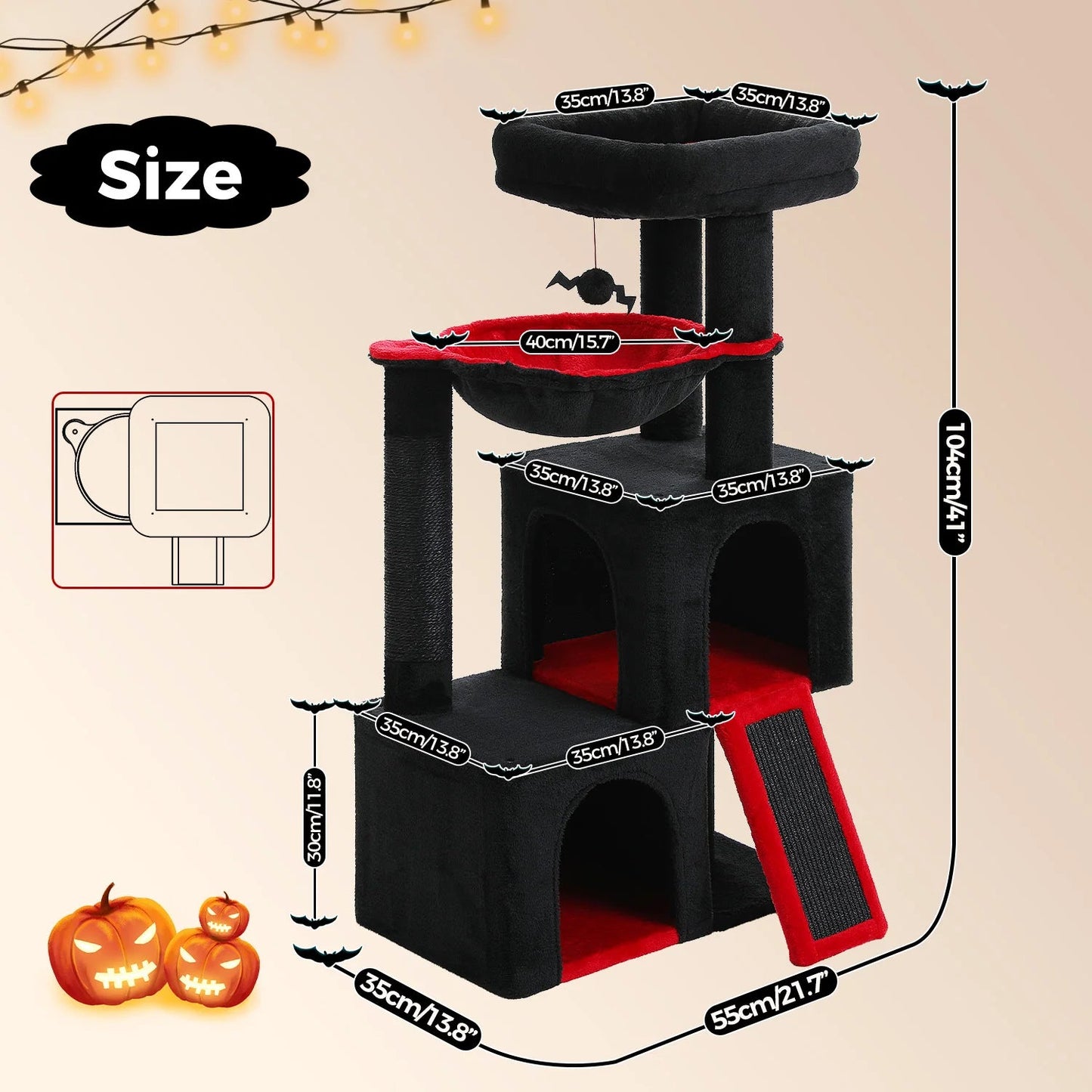 Catvera Multi-Level Cat Tree Tower - Image 8|||PROMPT|||Original clean product image