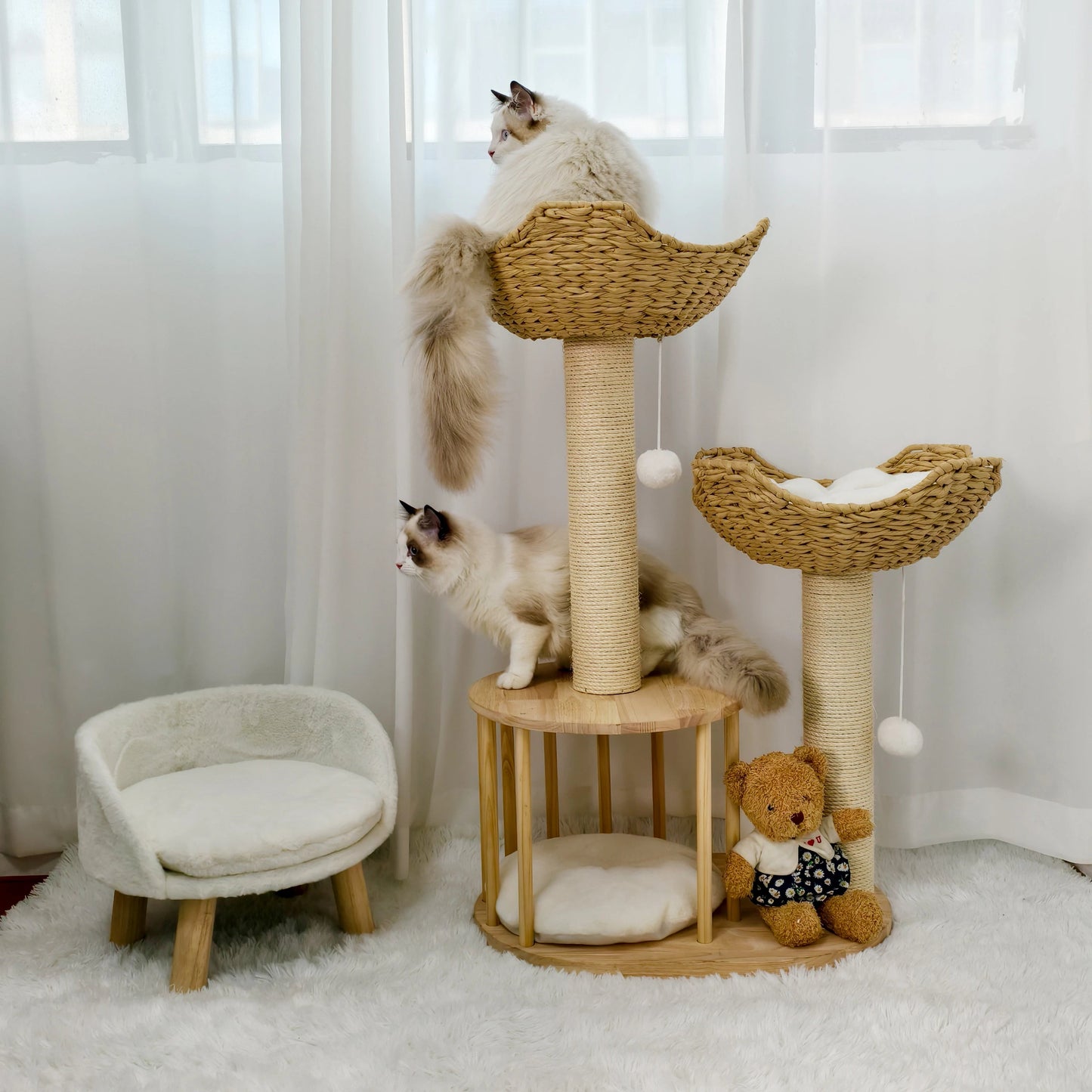 Catvera Multi-Level Natural Sisal Cat Tree - Image 1|||PROMPT|||Original clean product image
