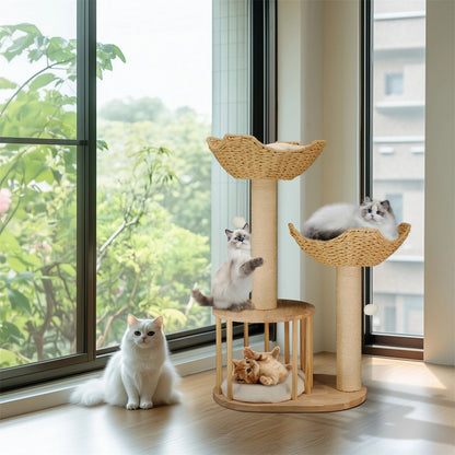 Catvera Multi-Level Natural Sisal Cat Tree - Image 2|||PROMPT|||Original clean product image
