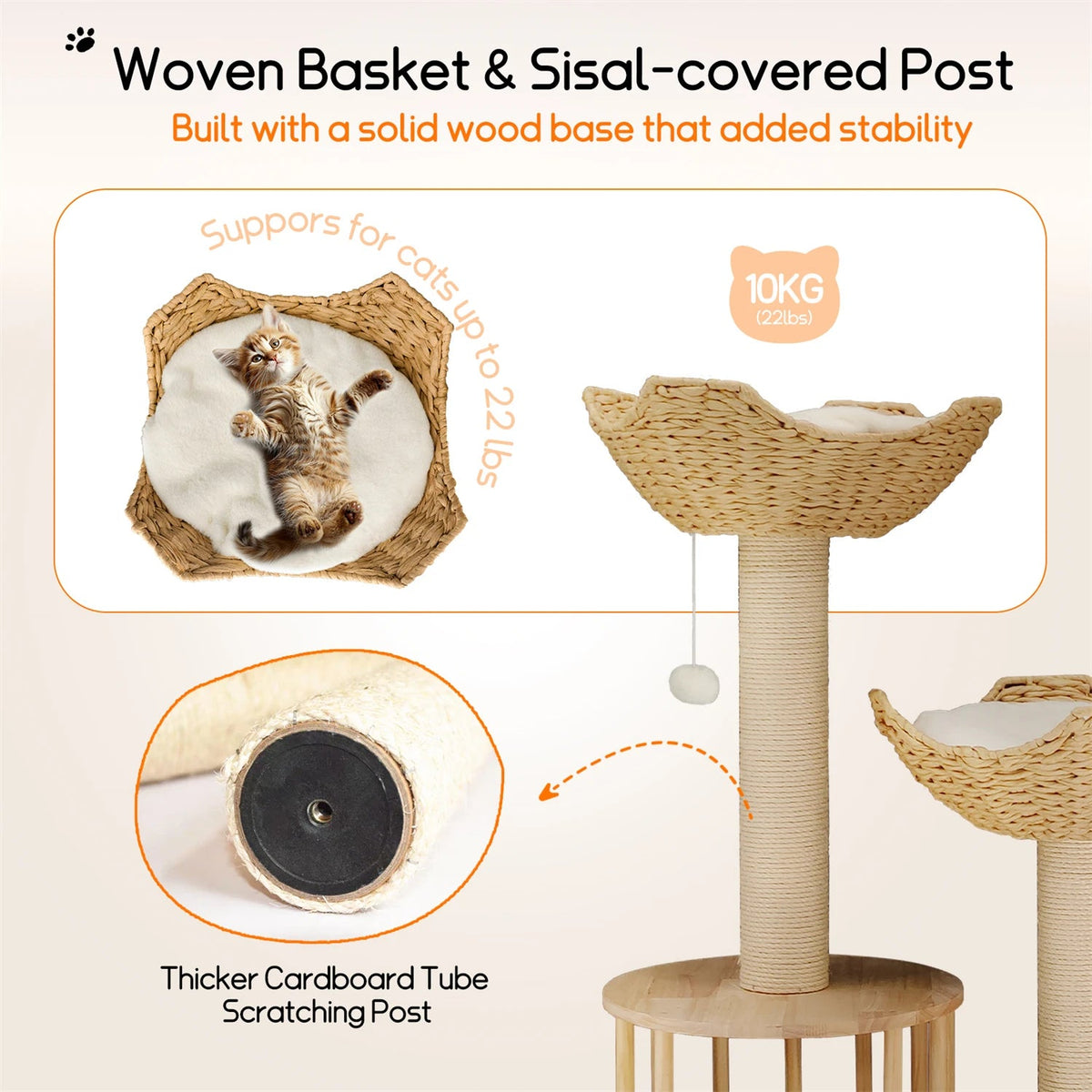 Catvera Multi-Level Natural Sisal Cat Tree - Image 5|||PROMPT|||Original clean product image