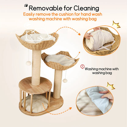Catvera Multi-Level Natural Sisal Cat Tree - Image 6|||PROMPT|||Original clean product image