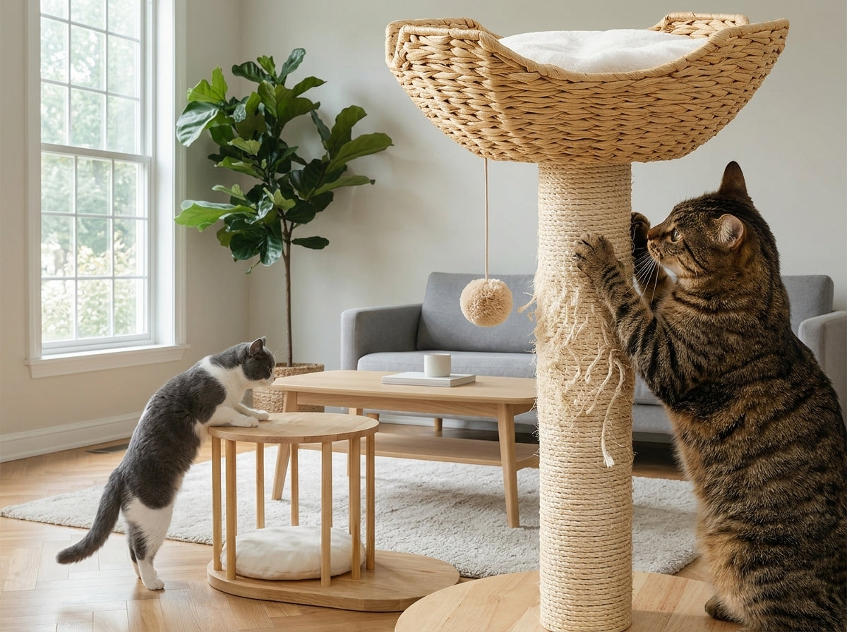 Catvera Multi-Level Natural Sisal Cat Tree - Built to Last Through Years of Play