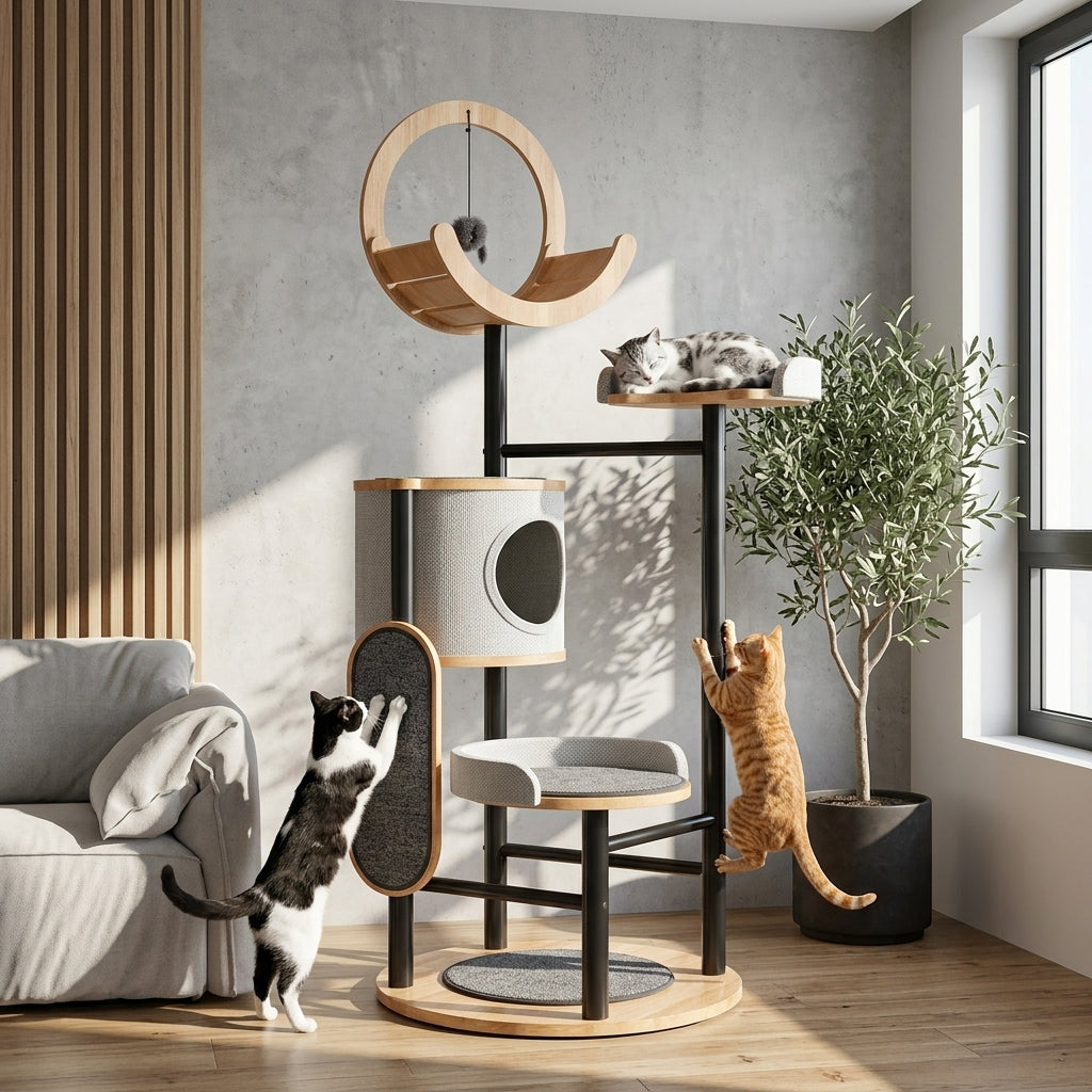 Catvera Multi-Level Steel Cat Tree - Interactive Multi-Level Design