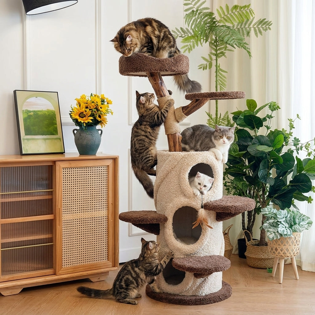Catvera Multi-Level Wooden Cat Tree - Section 1