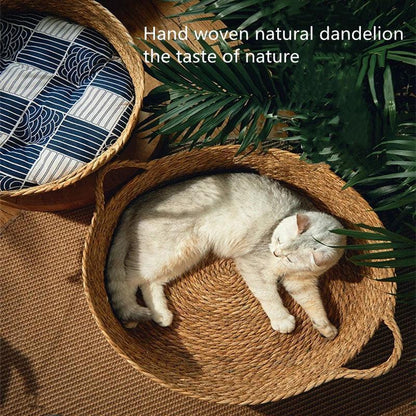 Catvera Natural Wicker Cat Bed - Image 7|||PROMPT|||Original clean product image