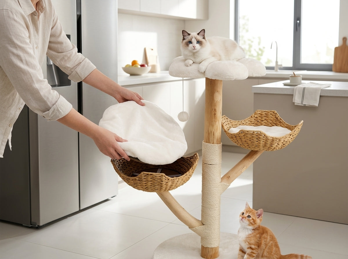 Catvera Natural Wood Cat Climbing Tree - Effortless Setup and Maintenance