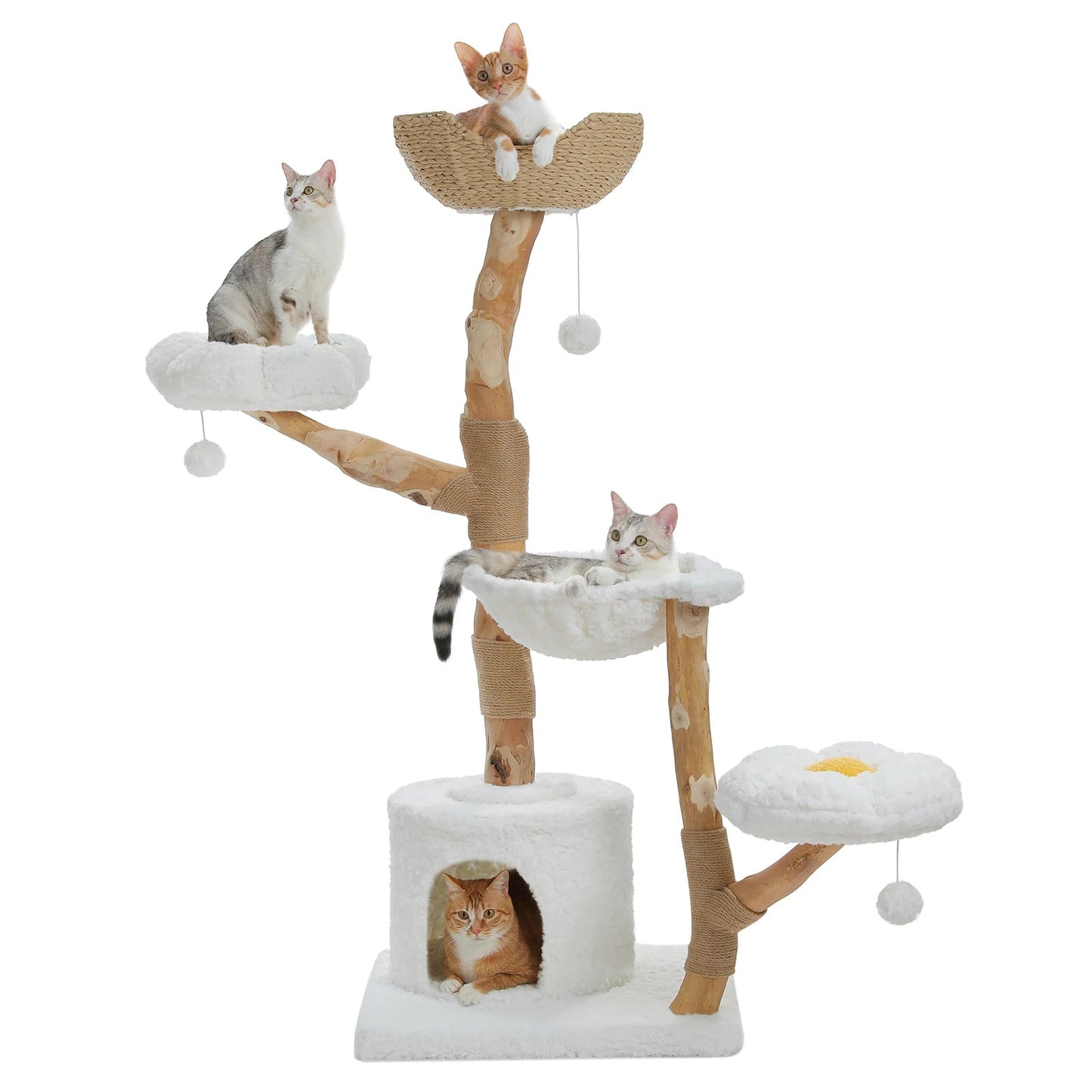 Catvera Natural Wood Flower Cat Tree - Image 1|||PROMPT|||Original clean product image