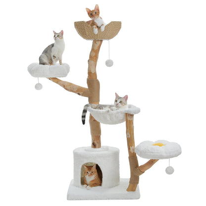 Catvera Natural Wood Flower Cat Tree - Image 1|||PROMPT|||Original clean product image