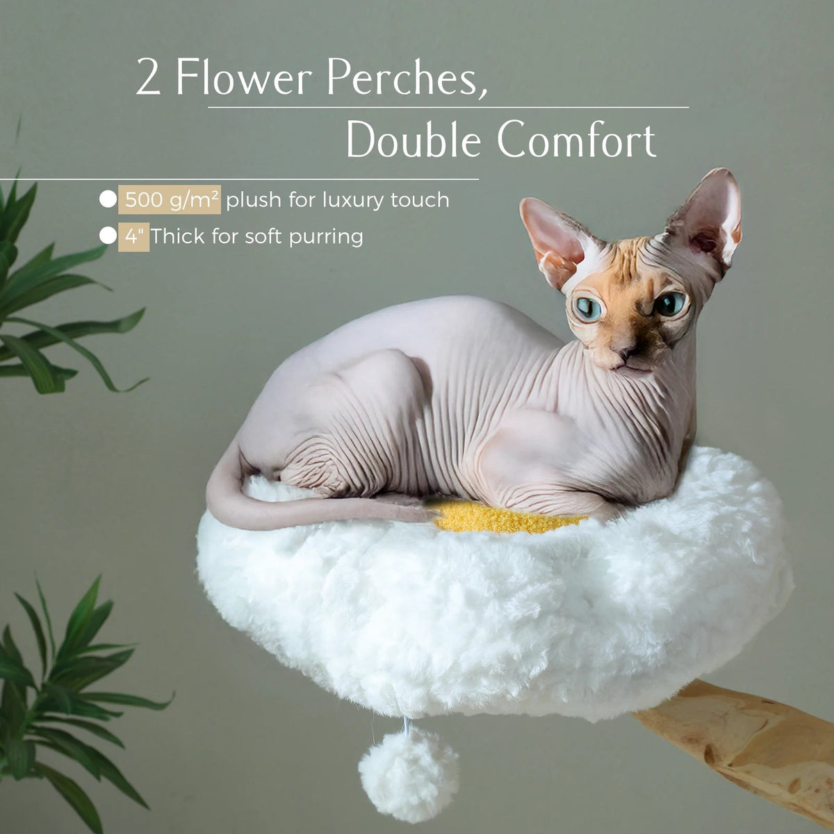 Catvera Natural Wood Flower Cat Tree - Image 4|||PROMPT|||Original clean product image