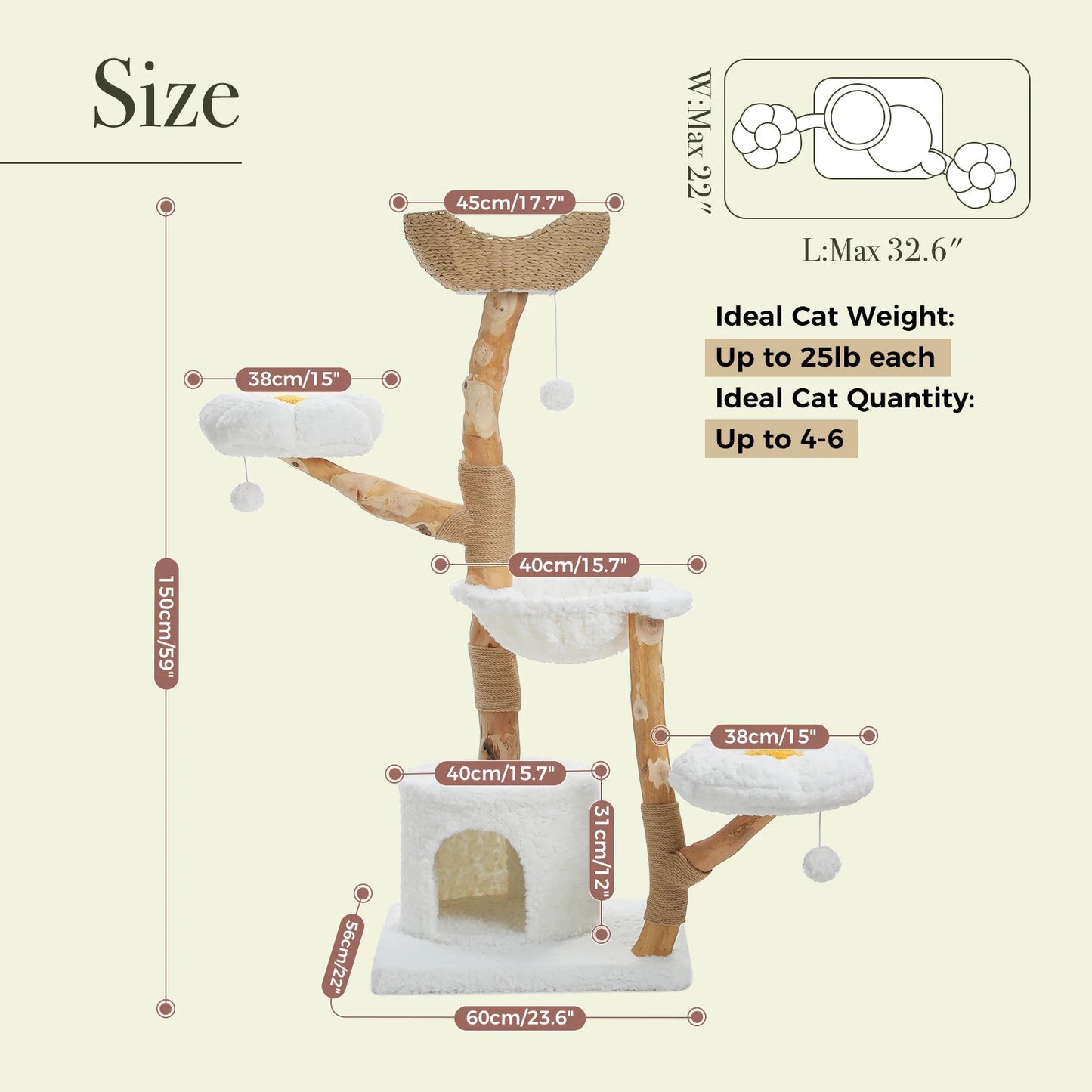 Catvera Natural Wood Flower Cat Tree - Image 6|||PROMPT|||Original clean product image