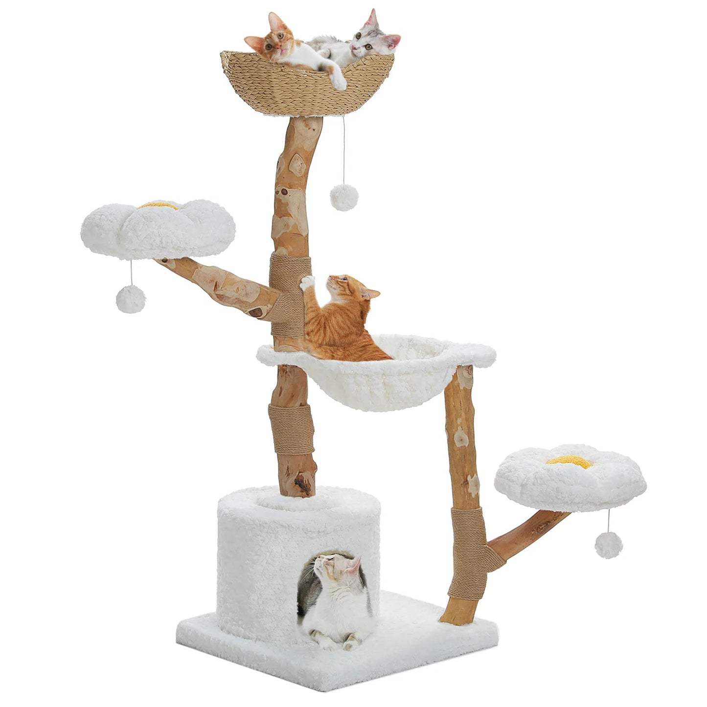 Catvera Natural Wood Flower Cat Tree - Image 7|||PROMPT|||Original clean product image