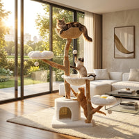 Catvera Natural Wood Flower Cat Tree - Main Product Image